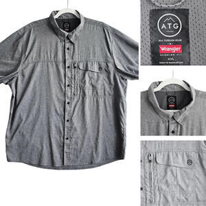 Wrangler ATG Men's Button Up Shirt All Terrain Gear Short Sleeve Gray XXL